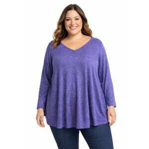 Soft Surroundings Purple Long Sleeve Knit Top XL Relaxed Fit